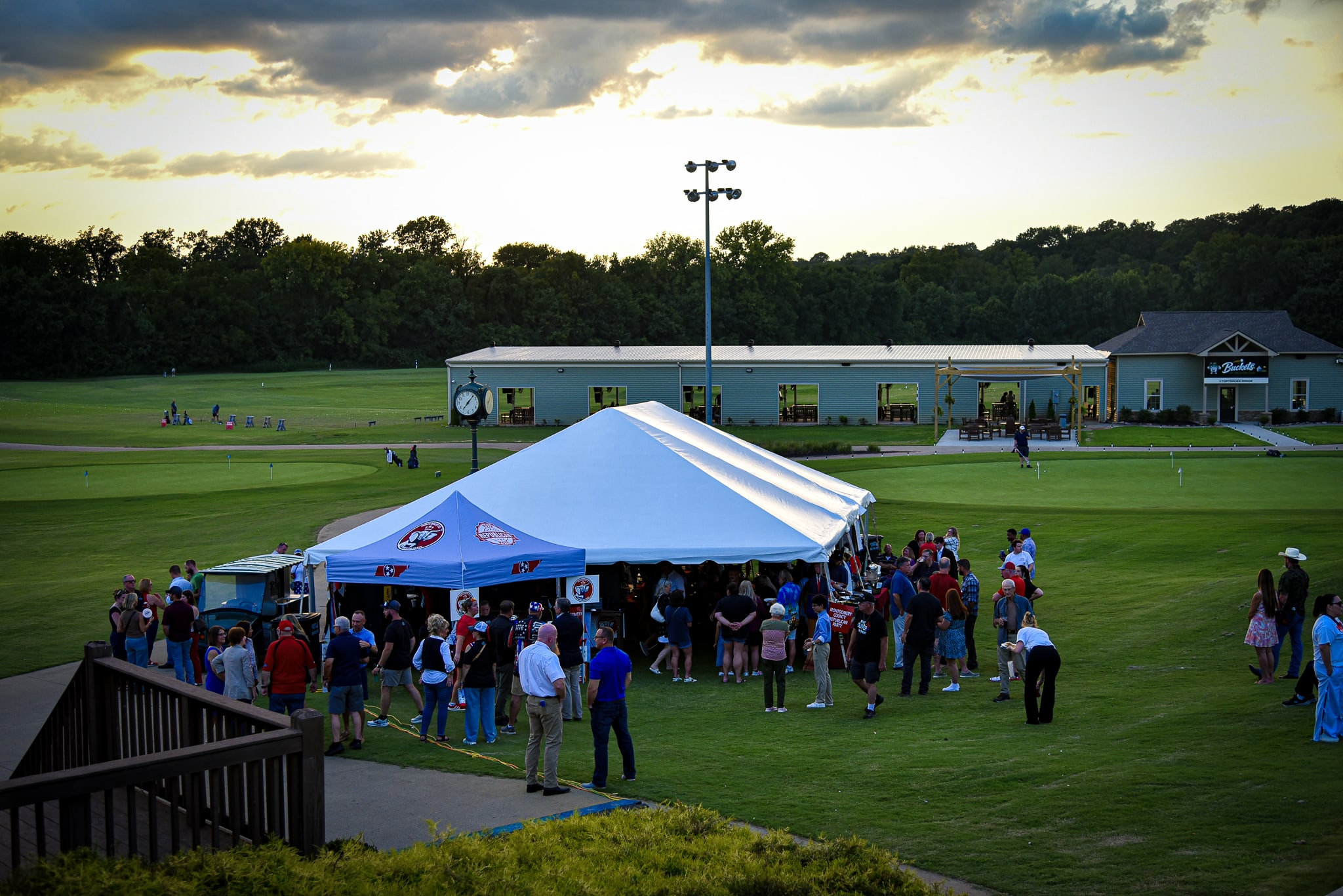 Guests gathered around the tents at the GOP Watch Party